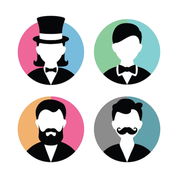 Iconos de avatares retro con estilo