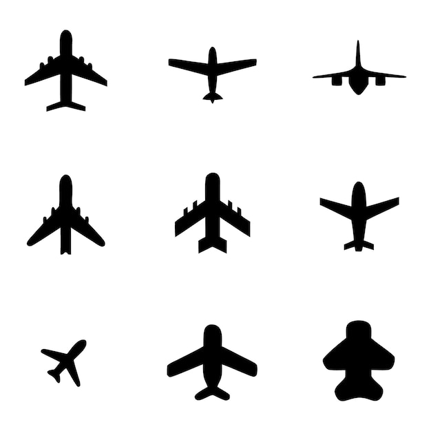 Iconos de avión Establezca el vector de silueta