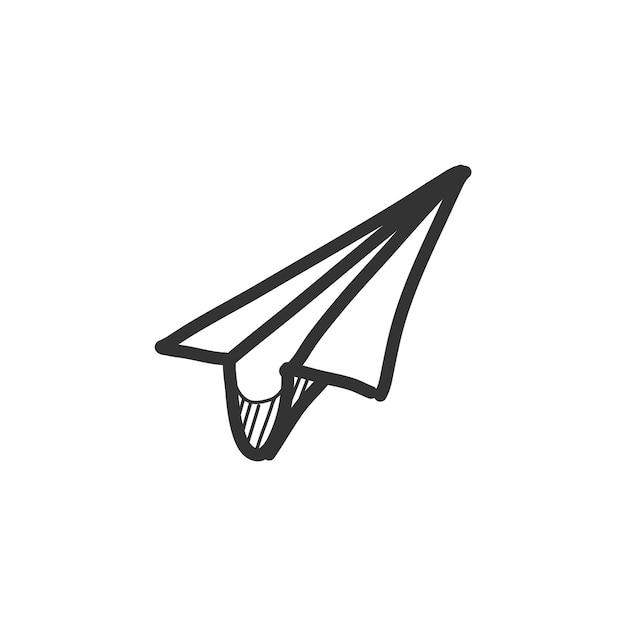Iconos de avión de papel en garabato dibujado a mano