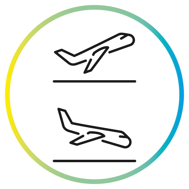 Iconos de avión de salida y llegada