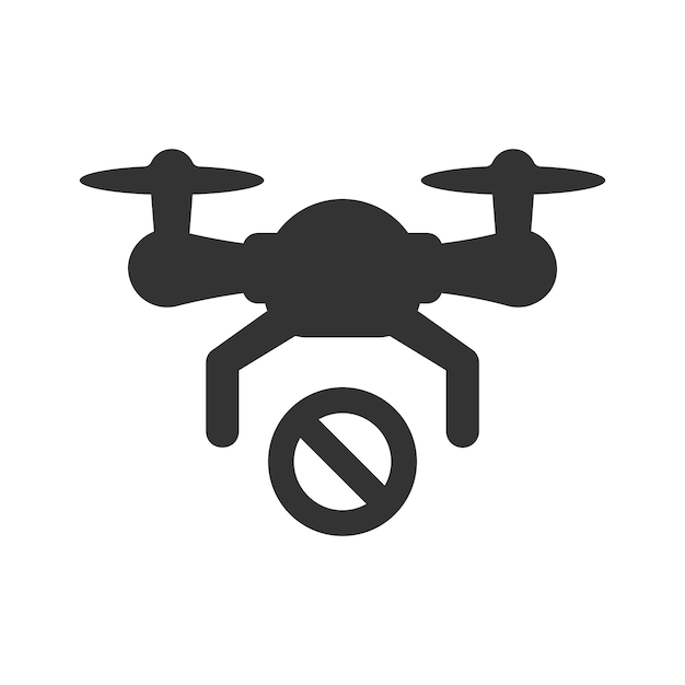 Vector iconos de aviones no tripulados prohibidos