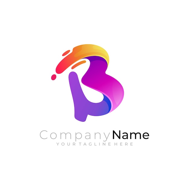 Iconos B Logotipo de la letra B con diseño vectorial de cinta 3D colorido