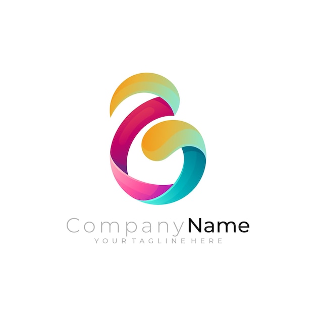 Iconos B Logotipo de la letra B con diseño vectorial de cinta 3D colorido