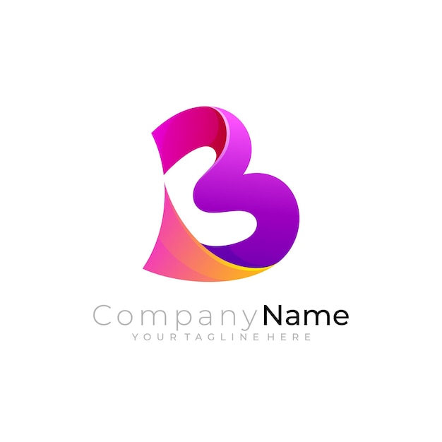 Iconos B Logotipo de la letra B con diseño vectorial de cinta 3D colorido