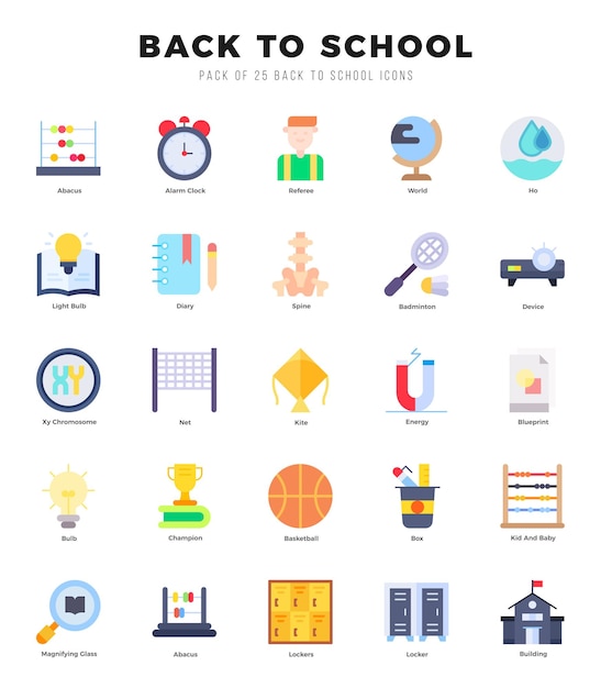 Iconos de back to school establecidos para el sitio web y el sitio móvil y las aplicaciones