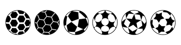Iconos de balones de fútbol conjunto de equipos de fútbol