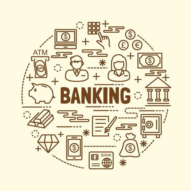 iconos de banca mínima delgada línea set