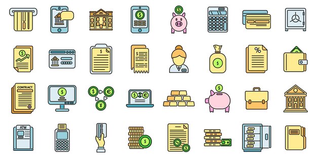 Los iconos del banco establecen el color del vector