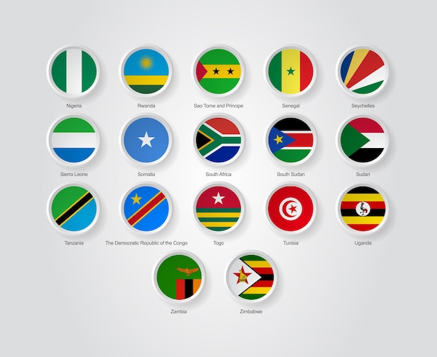 Vector iconos de bandera 3d de países africanos parte 04