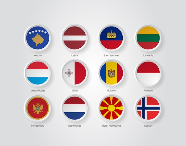 Iconos de bandera 3d de países de europa parte 03