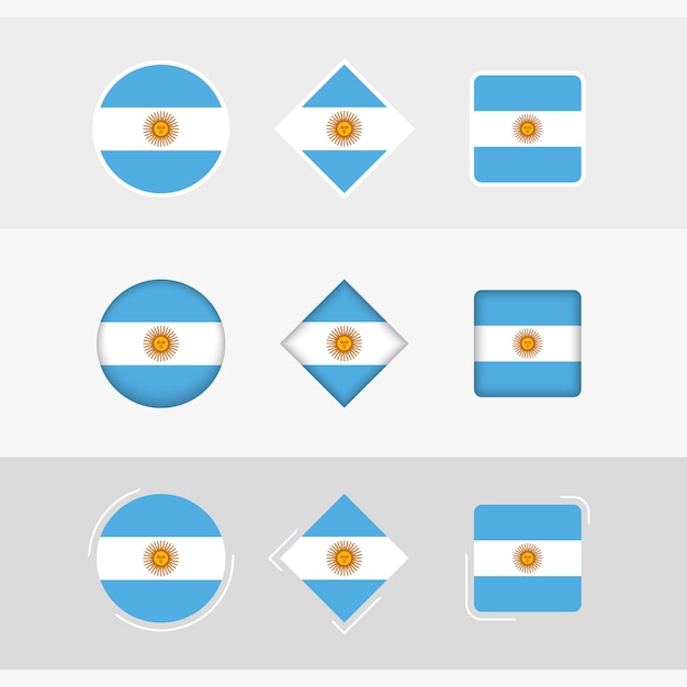 Vector los iconos de la bandera de argentina establecen la bandera vectorial de argentina