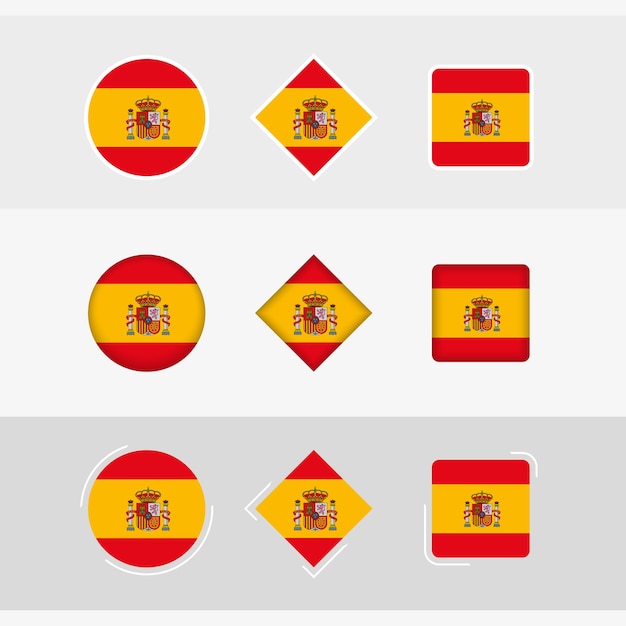 Vector los iconos de la bandera de españa establecen la bandera vectorial de españa