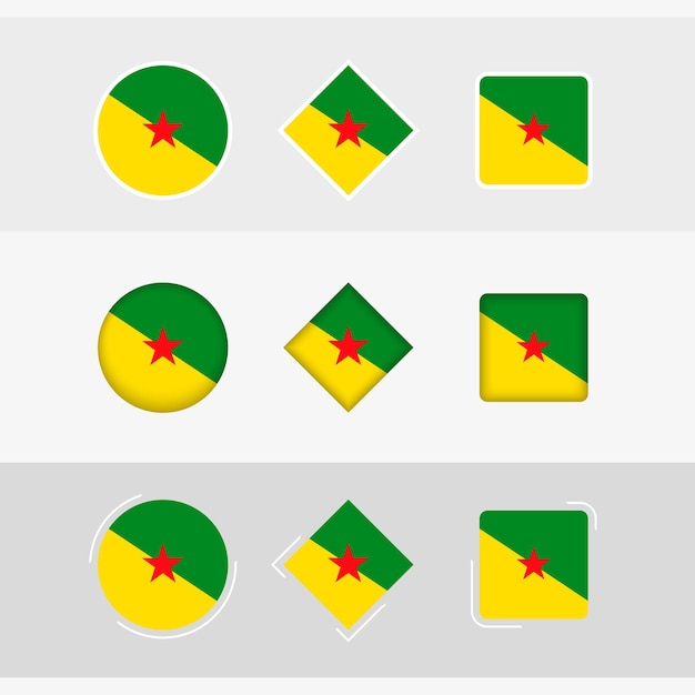 Los iconos de la bandera de la Guayana Francesa establecen la bandera vectorial de la Guayana Francesa