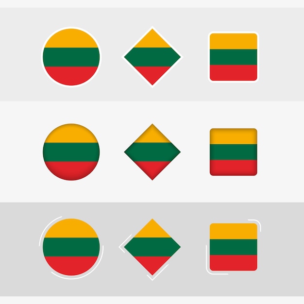 Los iconos de la bandera de Lituania establecen la bandera vectorial de Lituania