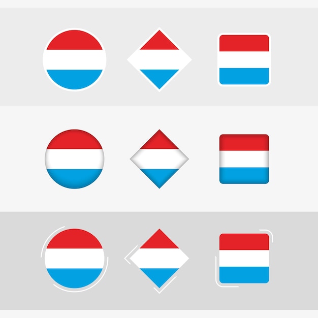 Los iconos de la bandera de Luxemburgo establecen la bandera vectorial de Luxemburgo