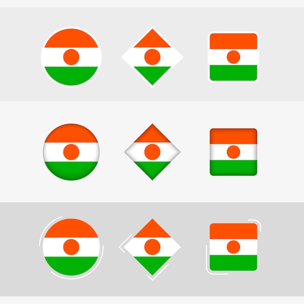 Los iconos de la bandera de Níger establecen la bandera vectorial de Níger