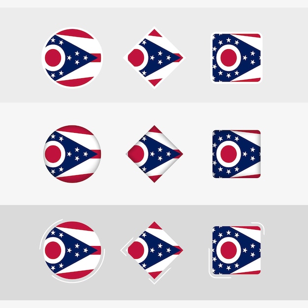 Los iconos de la bandera de Ohio establecen el vector de la bandera de Ohio