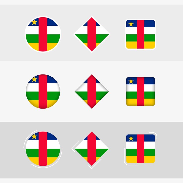 Vector los iconos de la bandera de la república centroafricana establecen la bandera vectorial de la república centroafricana