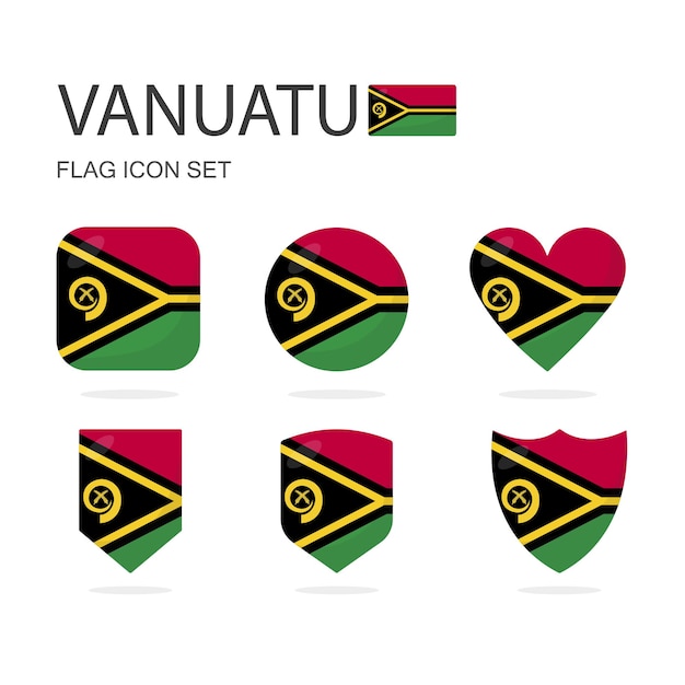 Vector iconos de la bandera de vanuatu en 3d de 6 formas, todos aislados sobre un fondo blanco