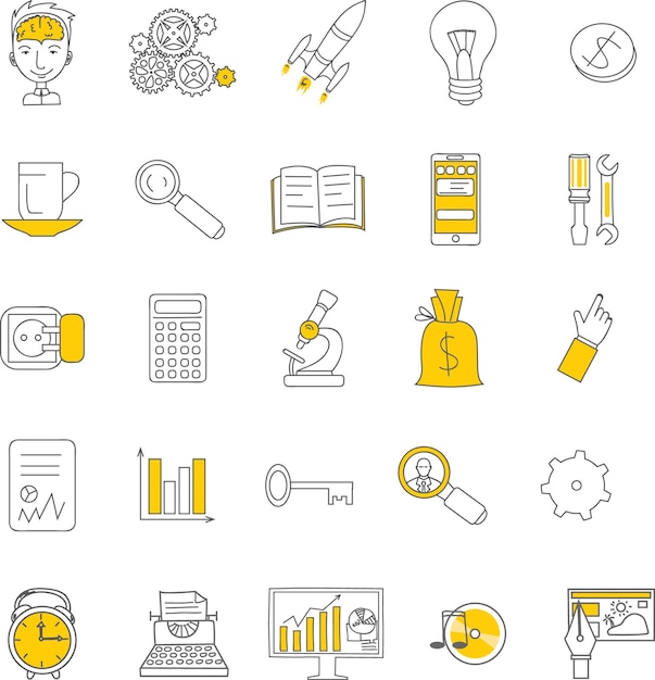 Iconos de banners comerciales dibujados