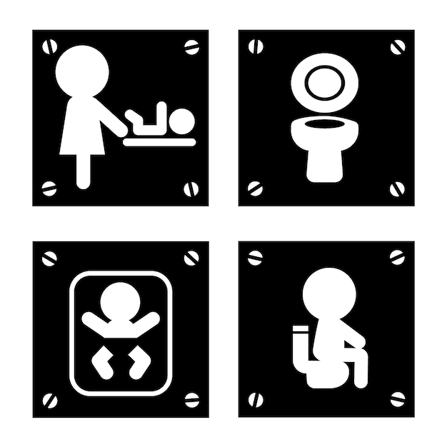 Iconos de baño de diseño plano