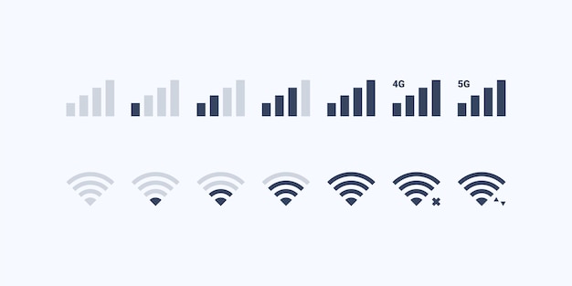 Iconos de la barra de estado de señal wifi y móvil