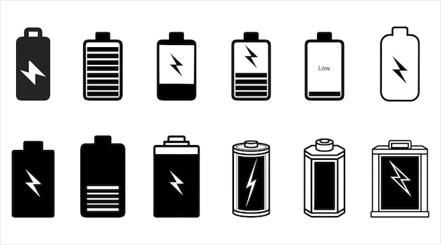 Iconos de batería configurados para cargar a plena potencia de baja energía