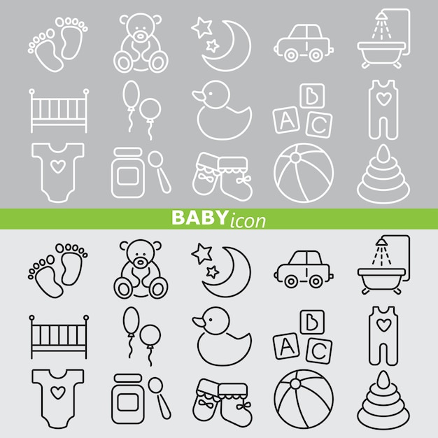 Iconos de bebé. Linear set