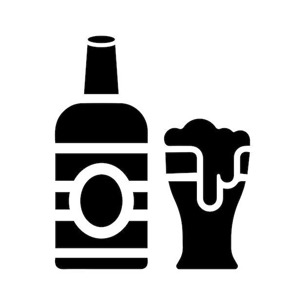 Iconos de bebidas alcohólicas de cerveza Gráficos vectoriales en negro