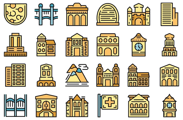 Los iconos de berna establecen el color vectorial plano