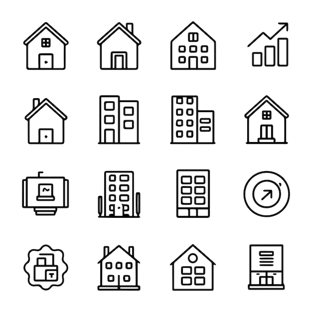 Iconos de bienes raíces y edificios