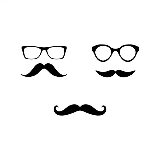 Vector iconos bigote monocromo