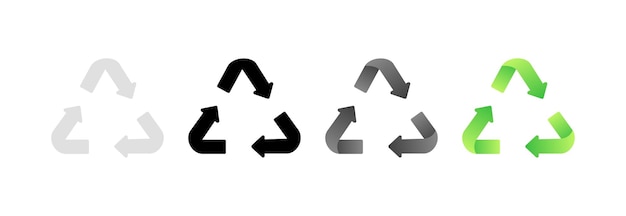 Iconos biodegradables Diferentes estilos flechas circulares Iconos de biodegradabilidad del planeta verde Iconos vectoriales