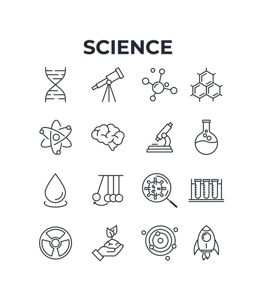 Iconos Biología Química Física y Investigación Símbolos