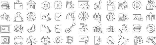 Iconos de Bitcoin y criptomonedas