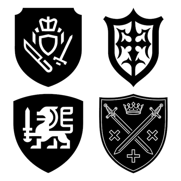 Iconos Black Shield Set Ilustración vectorial para diseño de marca y creación de logotipo
