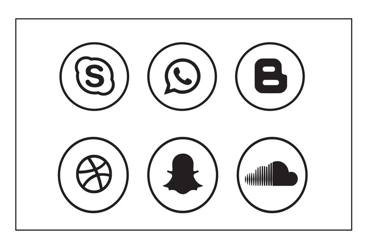 iconos en blanco y negro de las redes sociales
