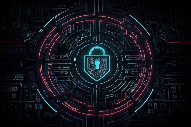 Iconos de bloqueo de circuitos digitales de ciberseguridad