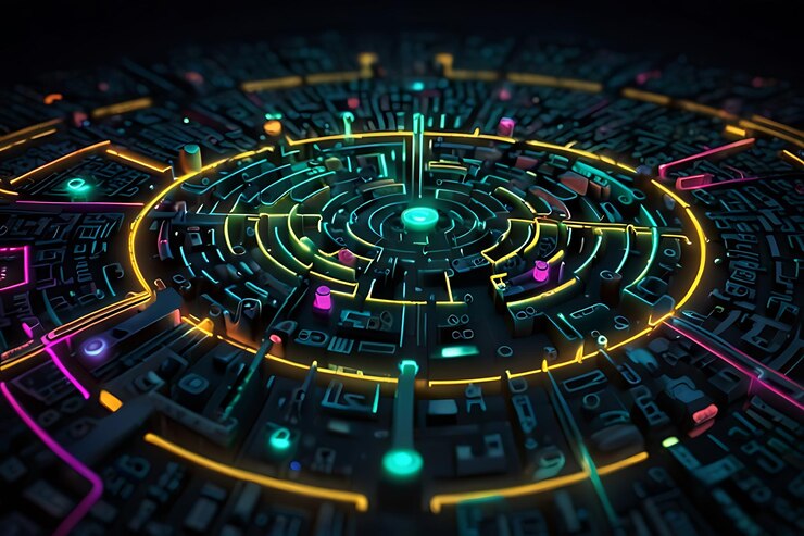 Iconos de bloqueo de circuitos digitales de ciberseguridad