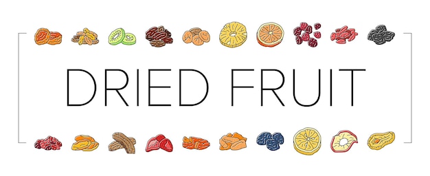 Iconos de bocadillos saludables de frutas secas