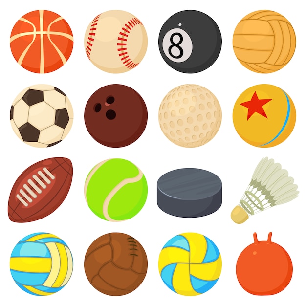 Vector iconos de bolas de deporte establecen tipos de juego