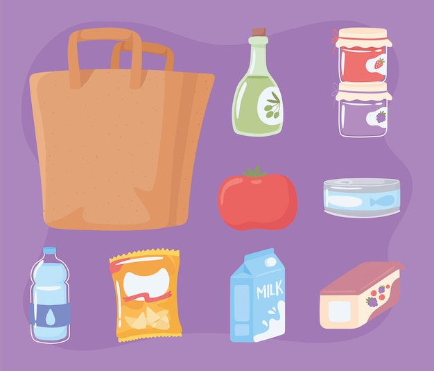 Vector iconos de bolsa de compras