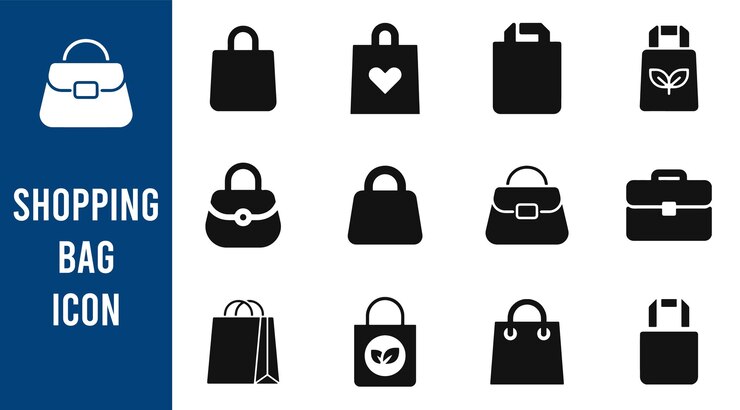 Iconos de bolsas de compras Diferentes siluetas de bolsos y bolsas de mano