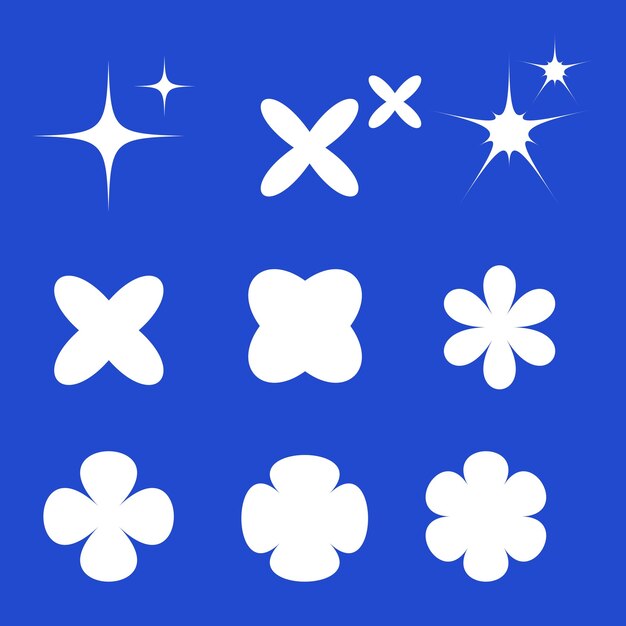 Iconos bonito conjunto de amplificadores de flores y chispas