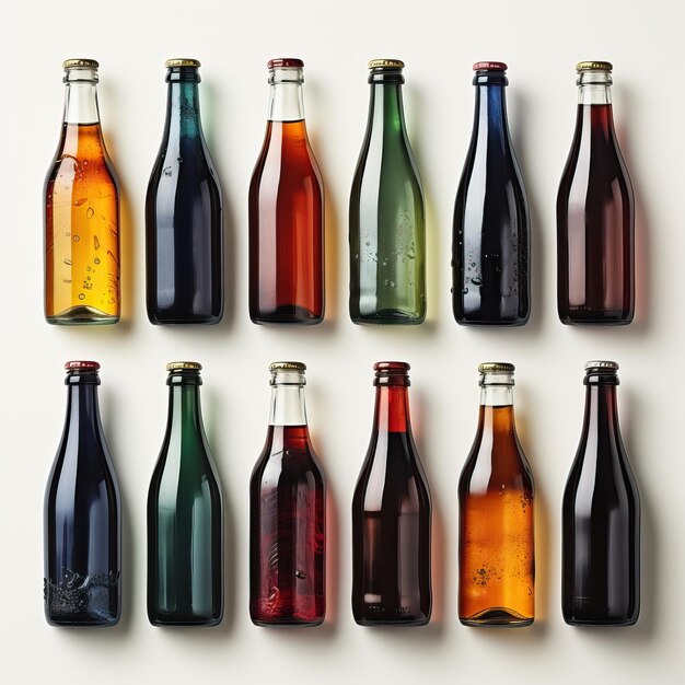 Iconos de botellas vectoriales realistas en fondo blanco