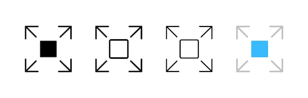 Iconos de botón de extensión del reproductor Diferentes estilos de diseño de botones de extensión del reproductor de video Iconos vectoriales