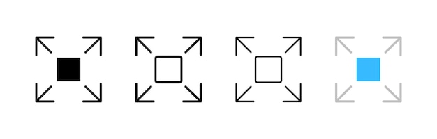 Vector iconos de botón de extensión del reproductor diferentes estilos de diseño de botones de extensión del reproductor de video iconos vectoriales