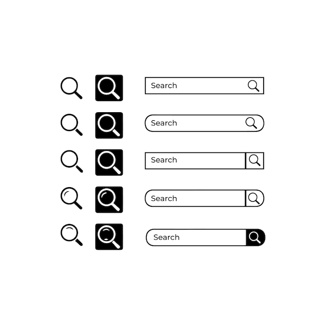 Iconos y botones de la barra de búsqueda