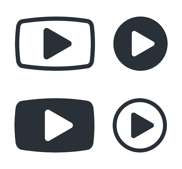 Iconos de botones de reproducción aislados sobre fondos de cuadrícula transparentes