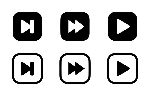 Los iconos de los botones del reproductor de medios se establecen Pausa para rebobinar hacia adelante Relación de iconos de video